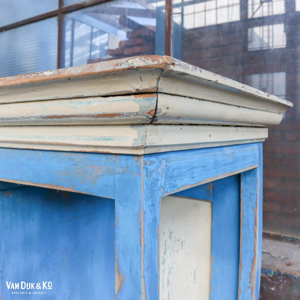 Brocante blauw/witte buffetkast - Afbeelding 6