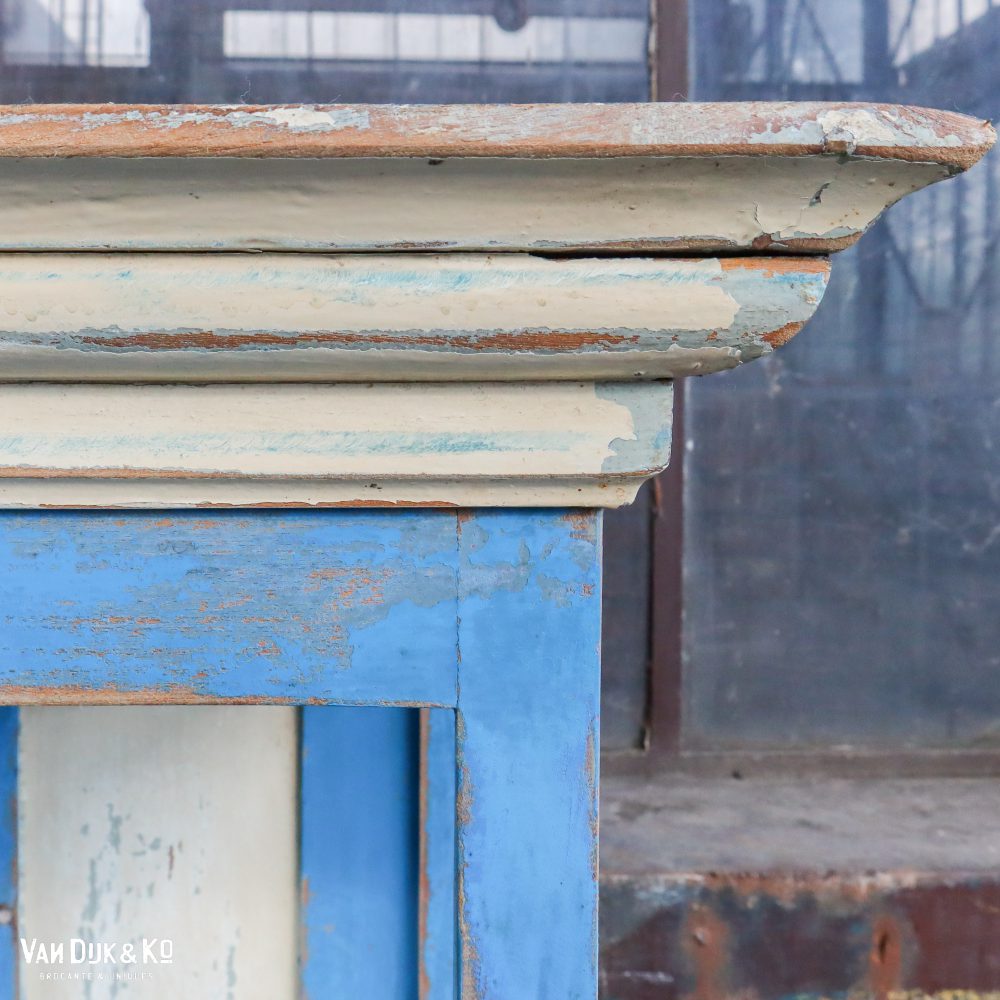 Brocante blauw/witte buffetkast - Afbeelding 7