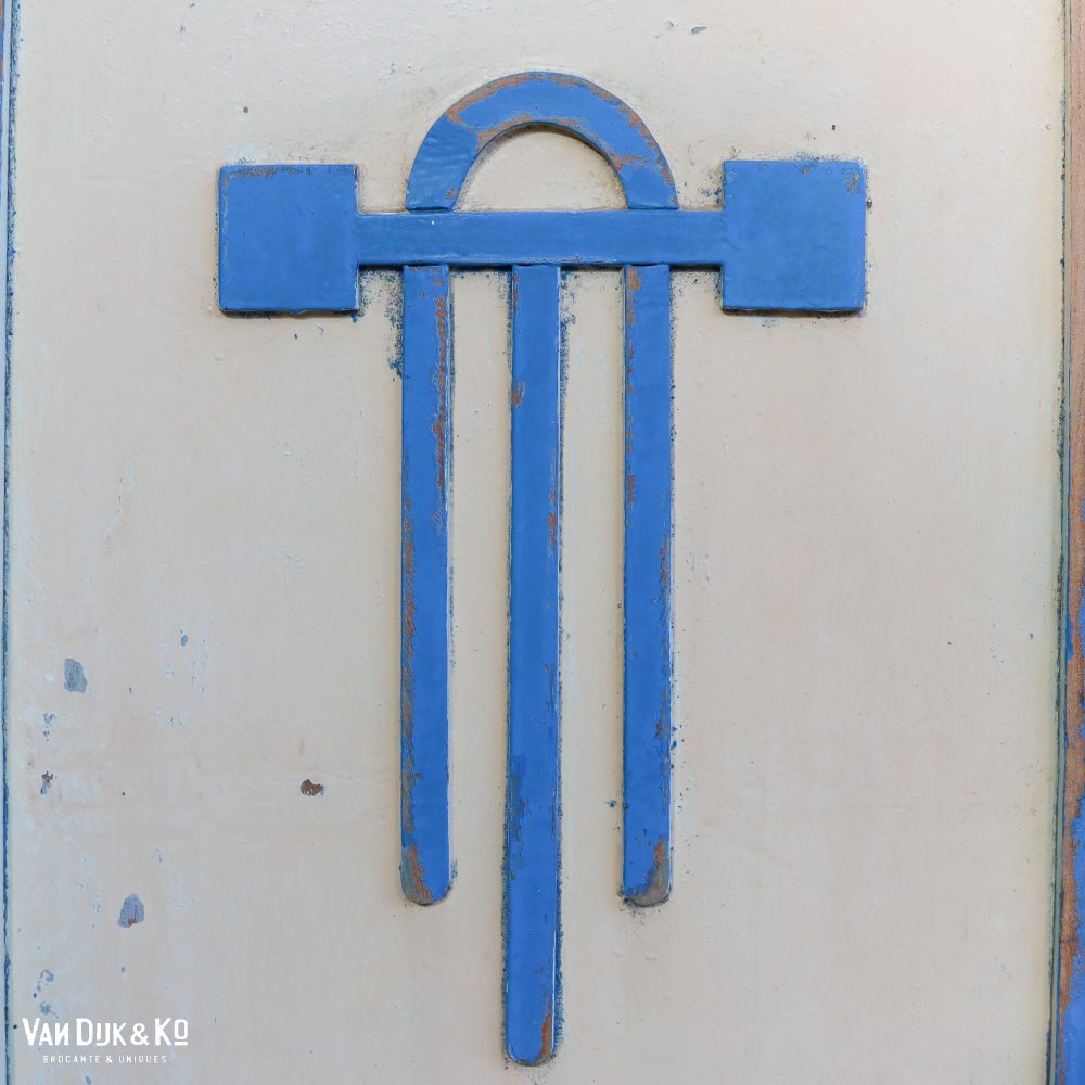 Brocante blauw/witte buffetkast - Afbeelding 13