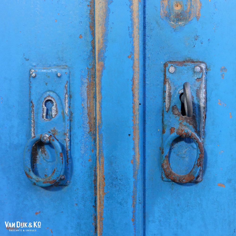 Brocante blauw/witte buffetkast - Afbeelding 14
