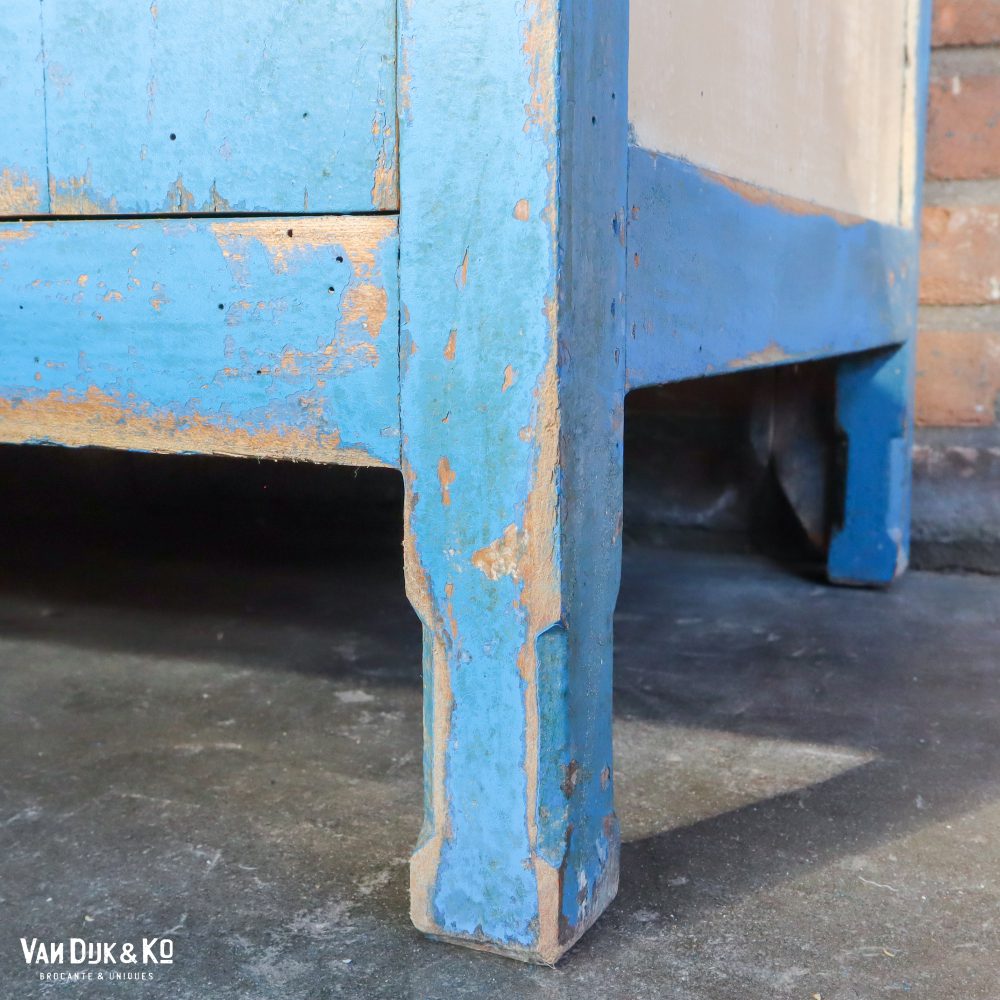 Brocante blauw/witte buffetkast - Afbeelding 15