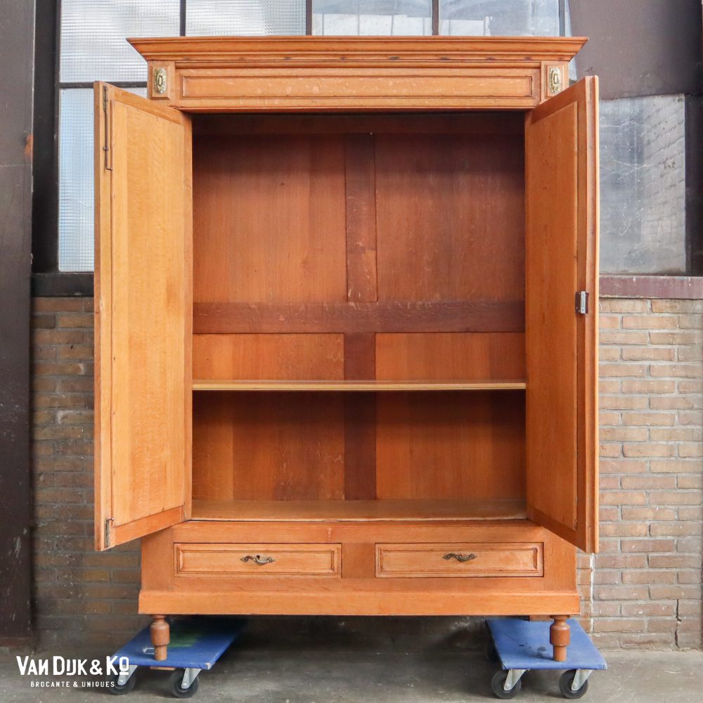 Vintage kledingkast met spiegel - demontabel - Afbeelding 6