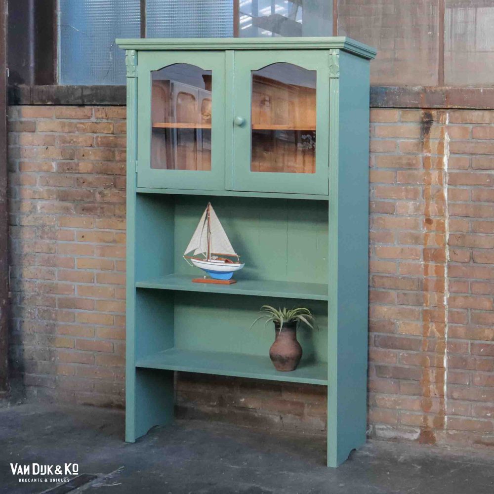 Brocante boekenrek met deurtjes - Afbeelding 2