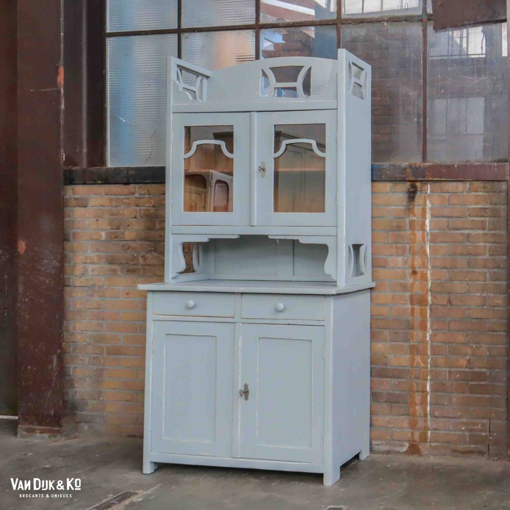 Brocante grijze buffetkast - Afbeelding 2
