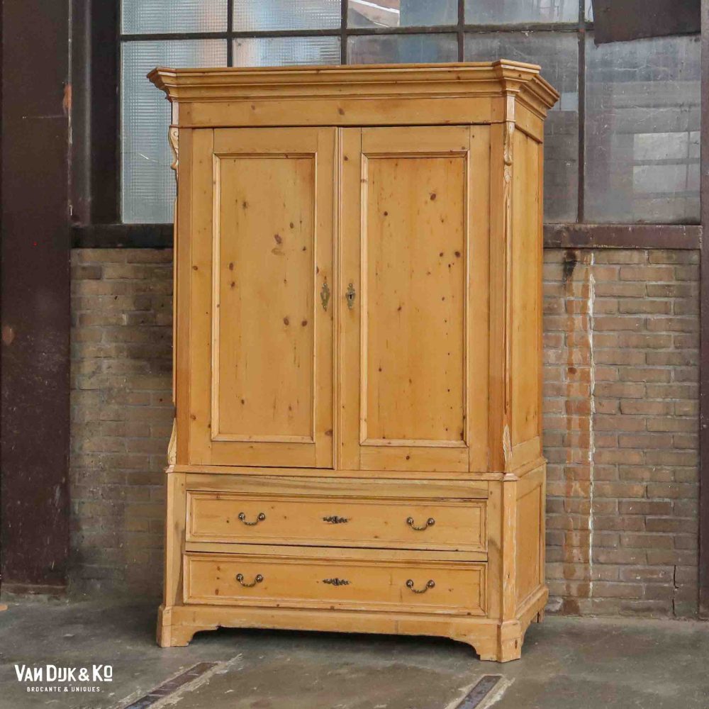 Vintage grenen kledingkast - Afbeelding 2