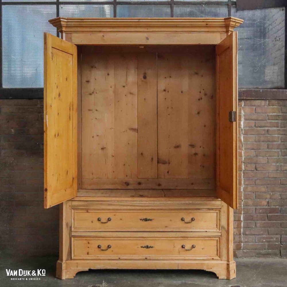 Vintage grenen kledingkast - Afbeelding 3