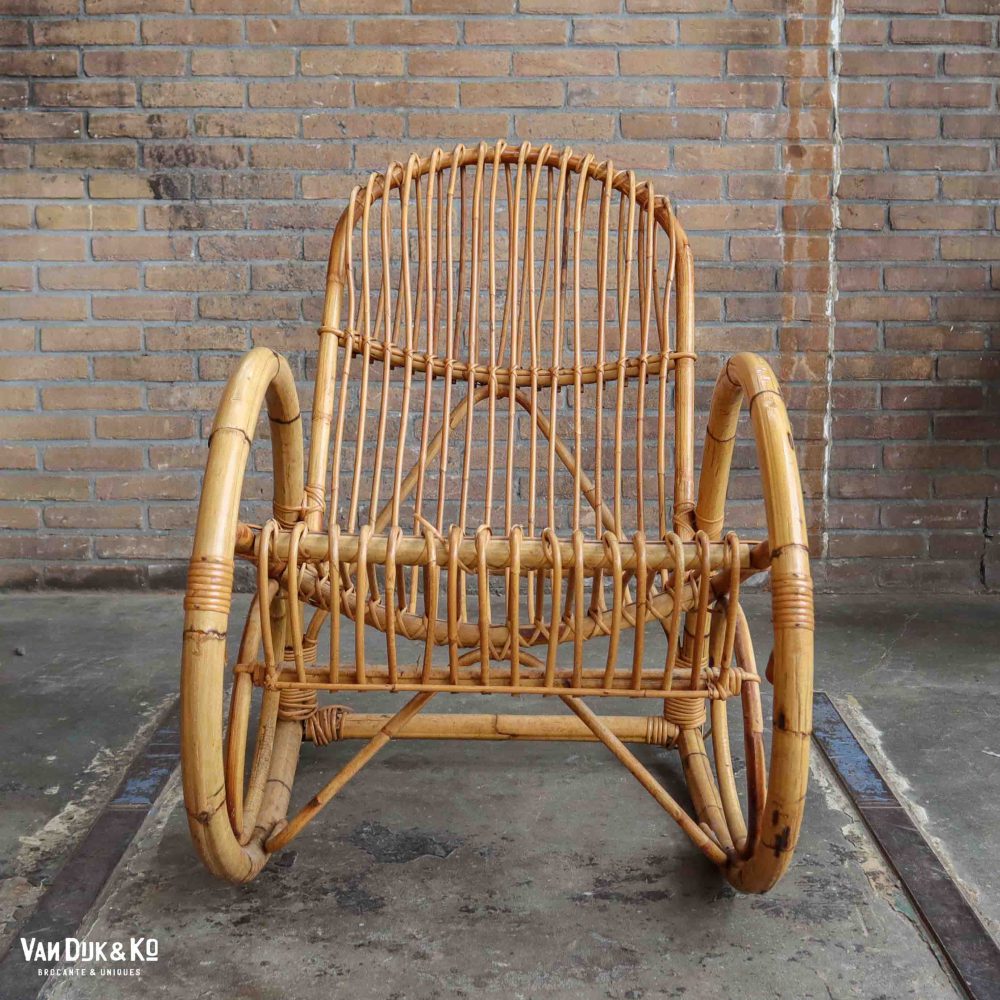 Vintage rotan schommelstoel - Afbeelding 3