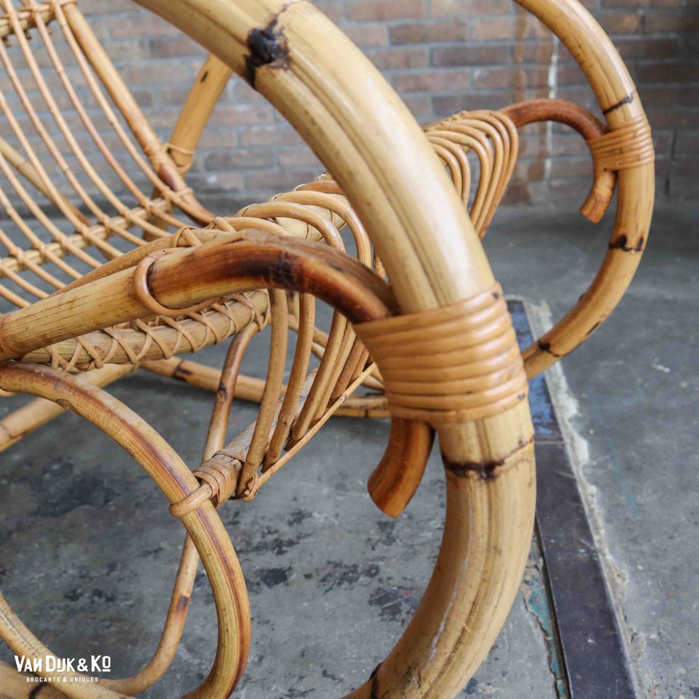 Vintage rotan schommelstoel - Afbeelding 6