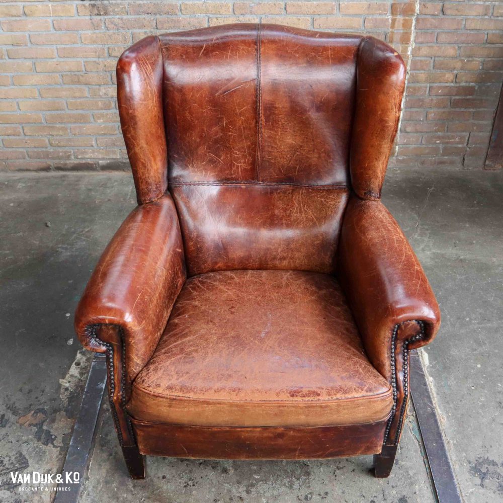 Leren vintage fauteuil - Afbeelding 4