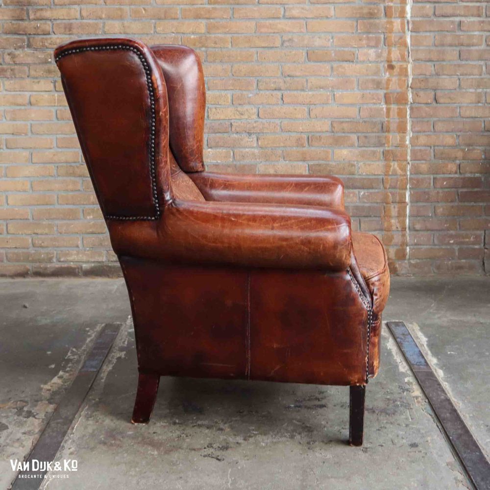 Leren vintage fauteuil - Afbeelding 2