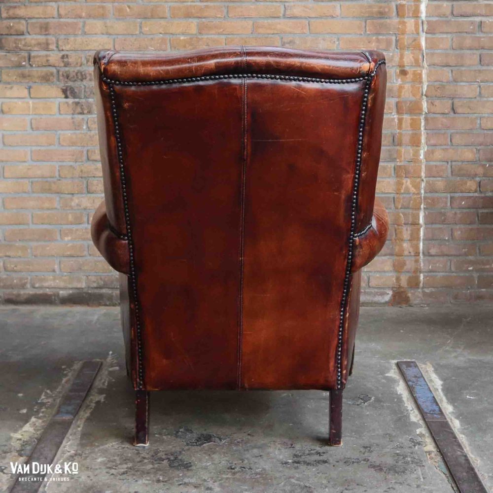 Leren vintage fauteuil - Afbeelding 3