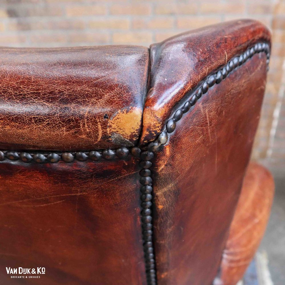 Leren vintage fauteuil - Afbeelding 5
