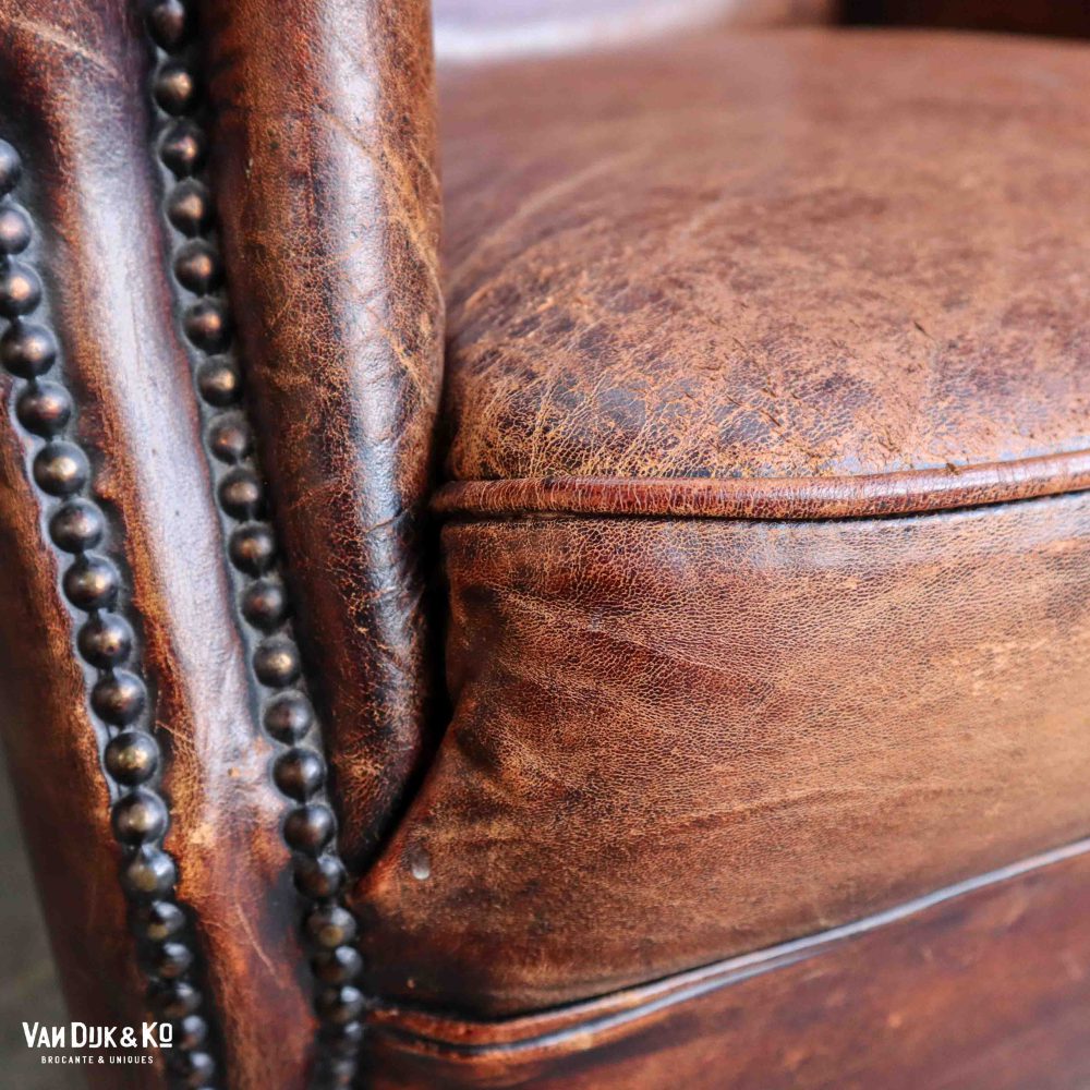 Leren vintage fauteuil - Afbeelding 8