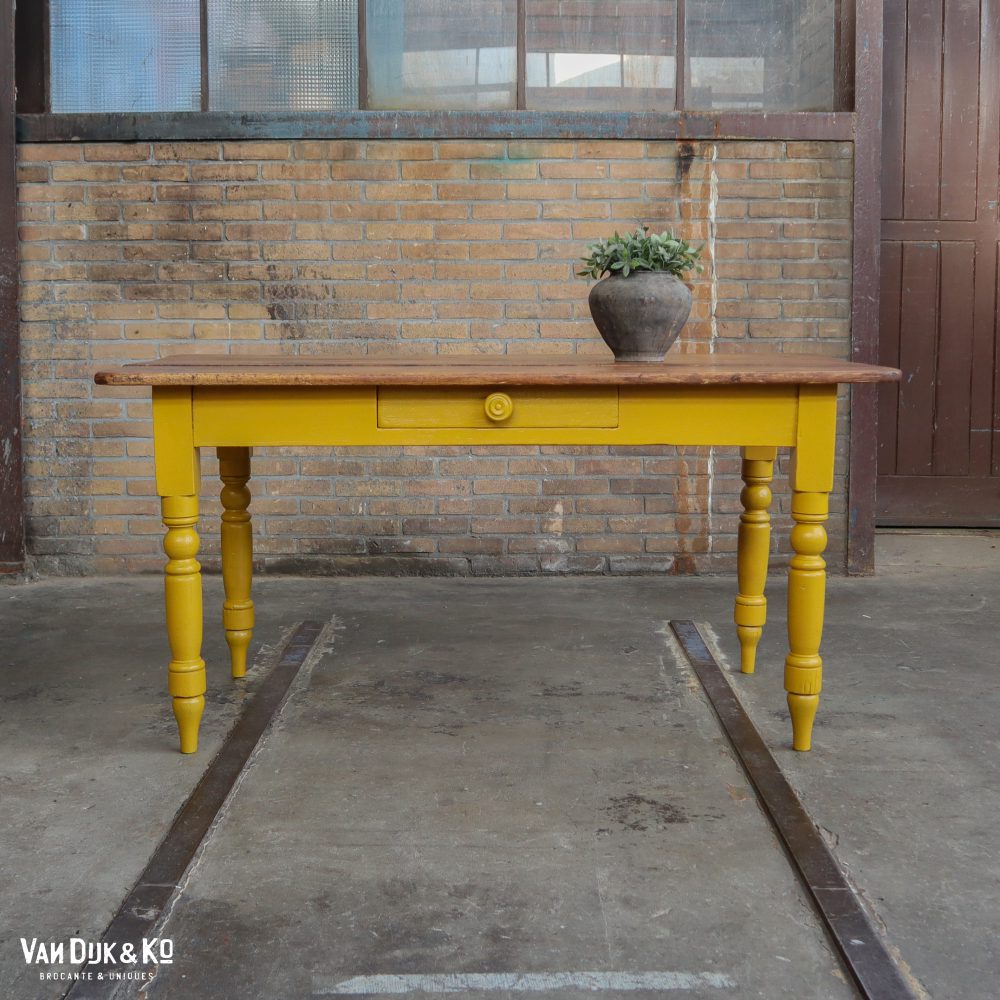 brocante houten tafel - Afbeelding 2