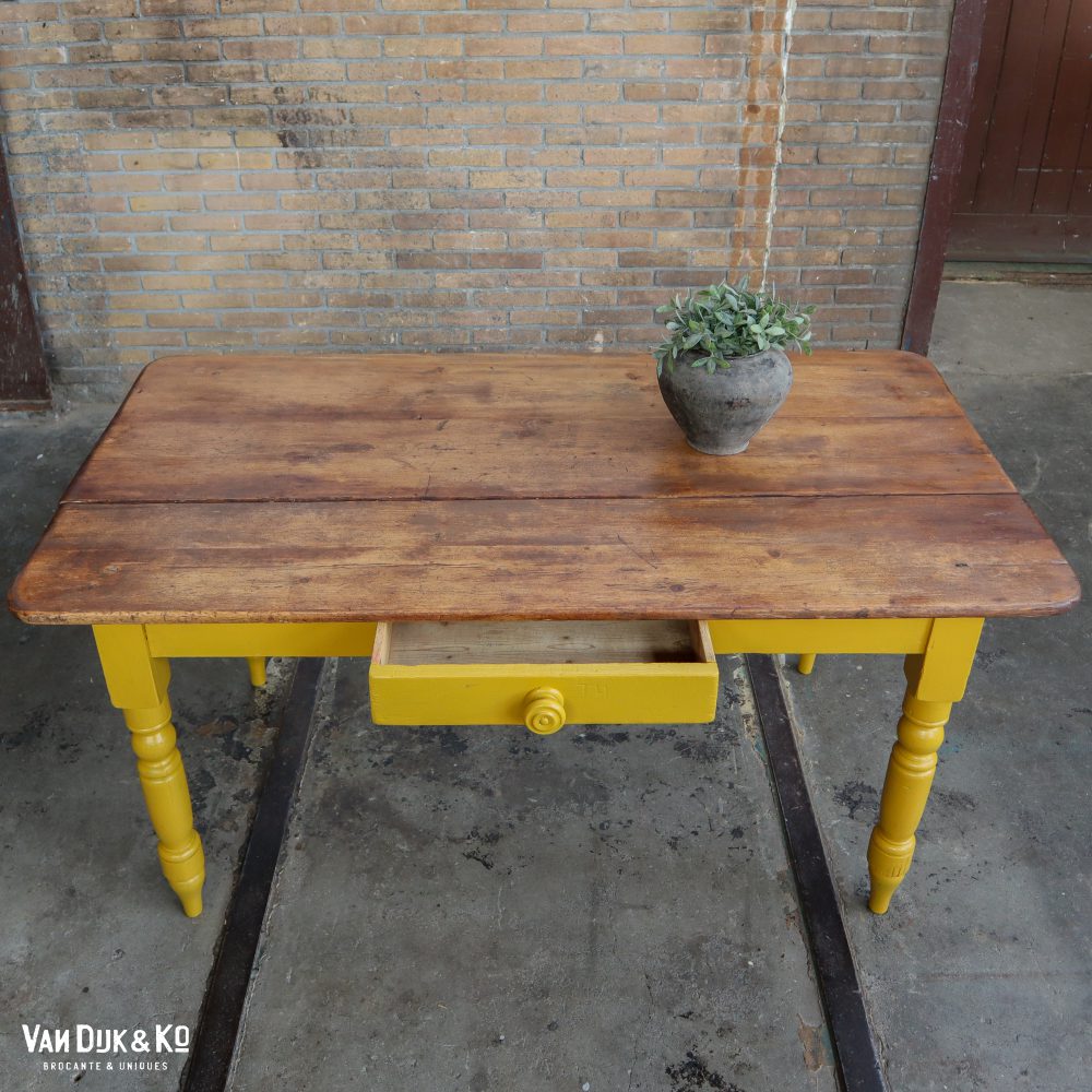 brocante houten tafel - Afbeelding 3