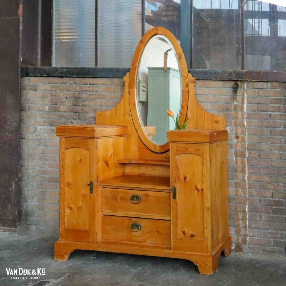 Houten brocante kaptafel - Afbeelding 2