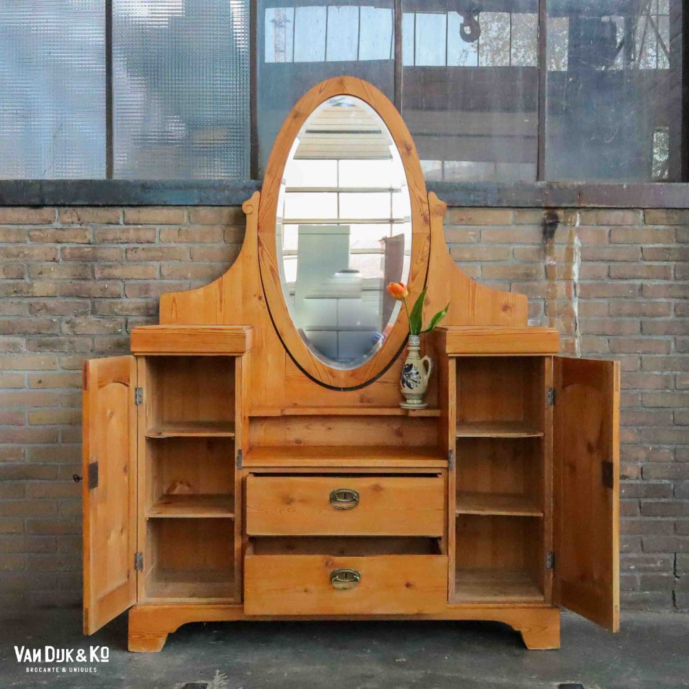 Houten brocante kaptafel - Afbeelding 3