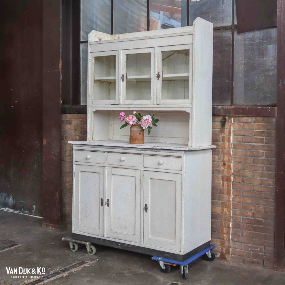 Brocante witte buffetkast - Afbeelding 2