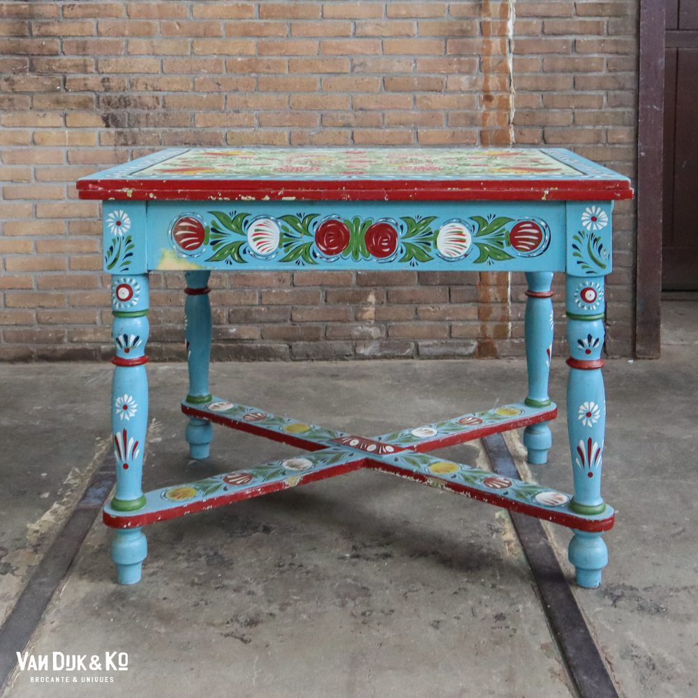 Handbeschilderde Roemeense set - tafel en 4 stoelen - Afbeelding 12