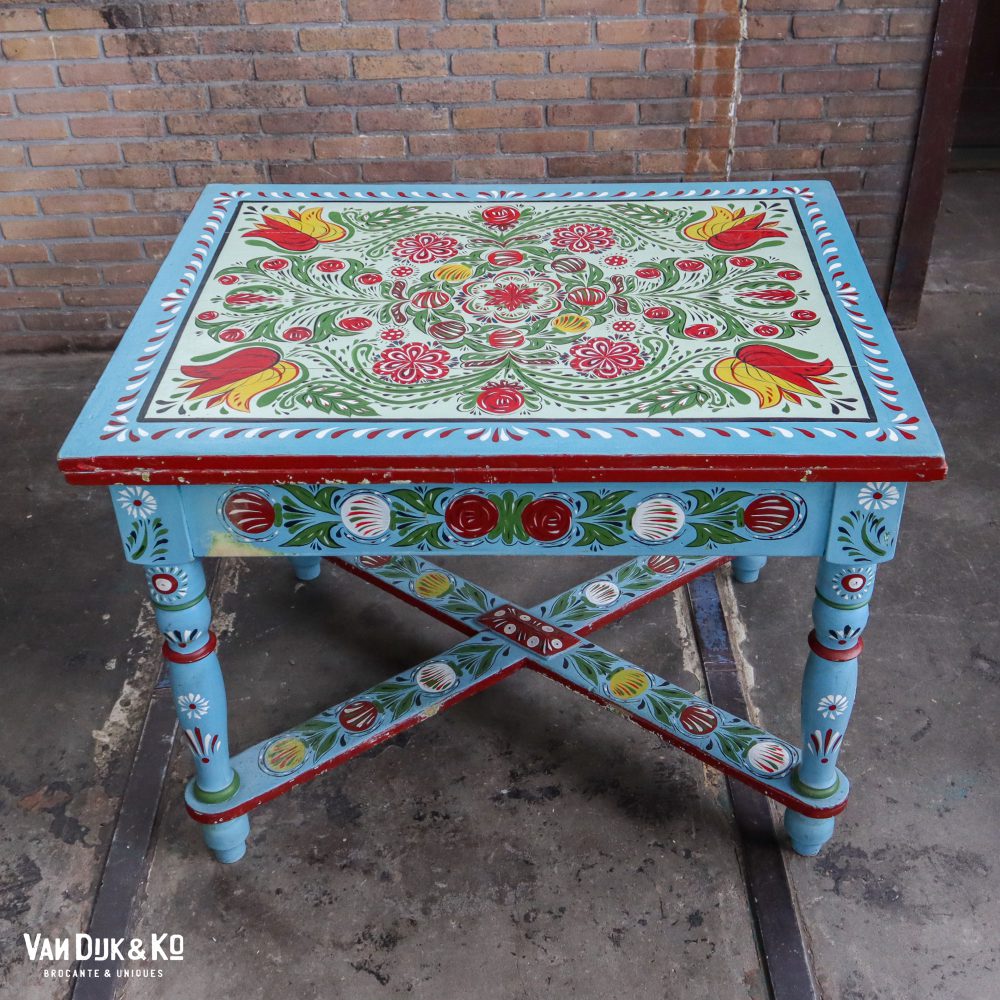 Handbeschilderde Roemeense set - tafel en 4 stoelen - Afbeelding 3