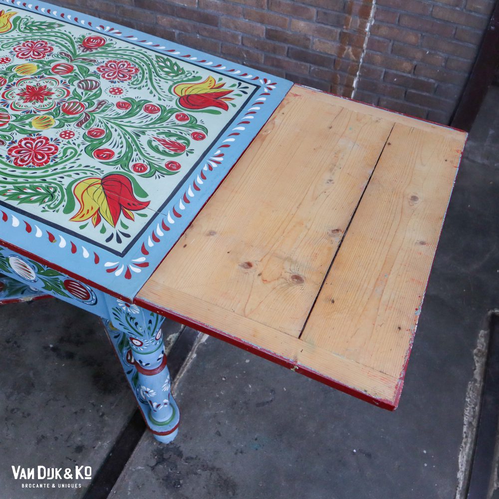Handbeschilderde Roemeense set - tafel en 4 stoelen - Afbeelding 6