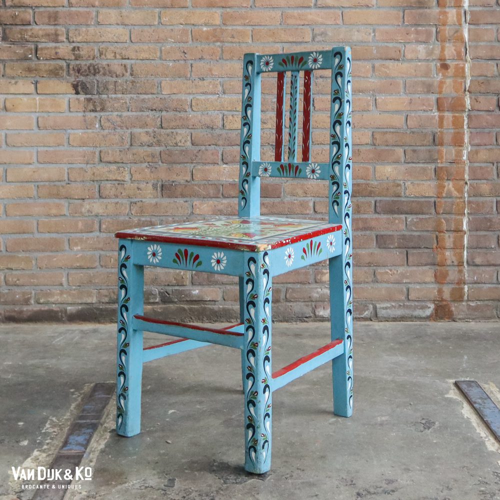 Handbeschilderde Roemeense set - tafel en 4 stoelen - Afbeelding 13
