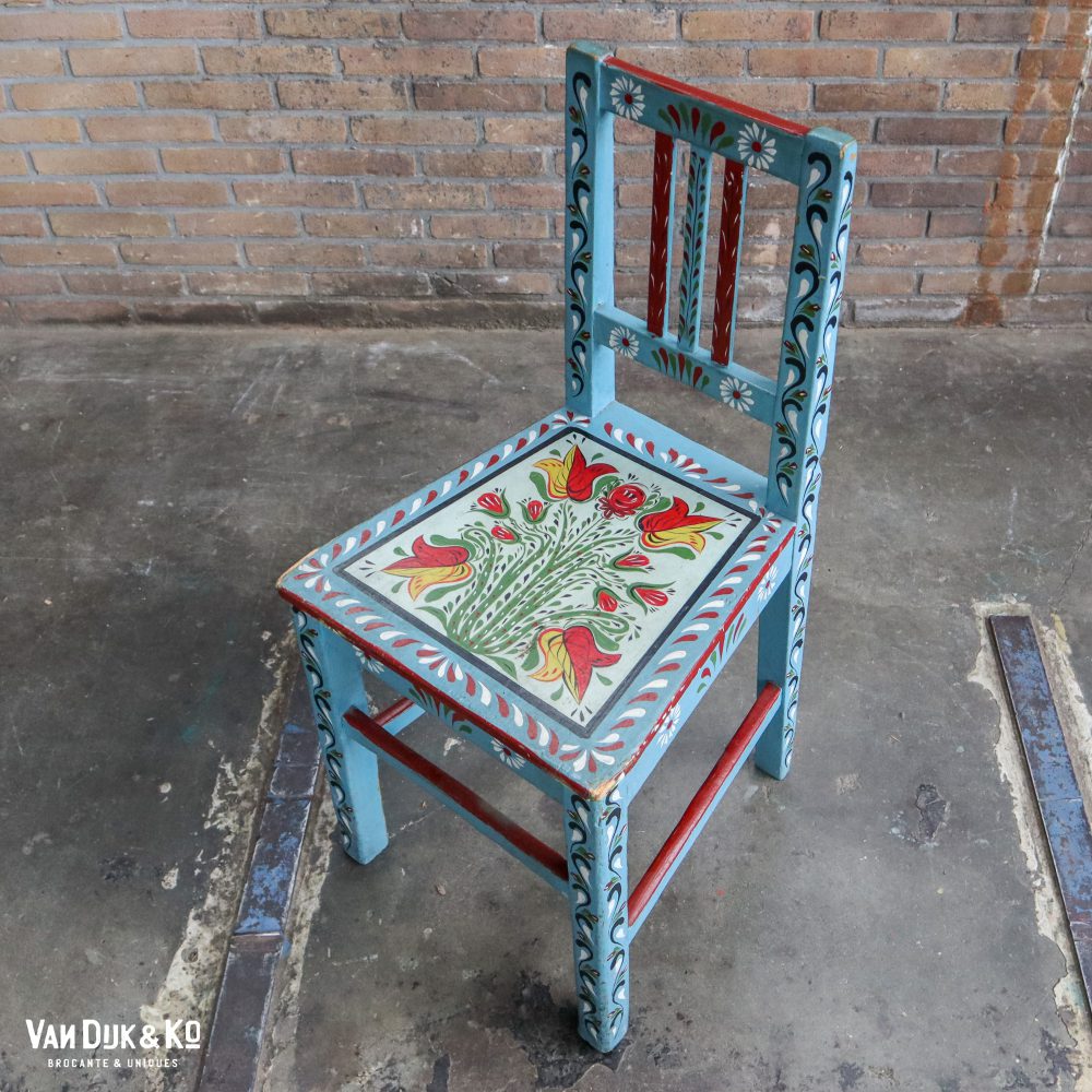 Handbeschilderde Roemeense set - tafel en 4 stoelen - Afbeelding 14