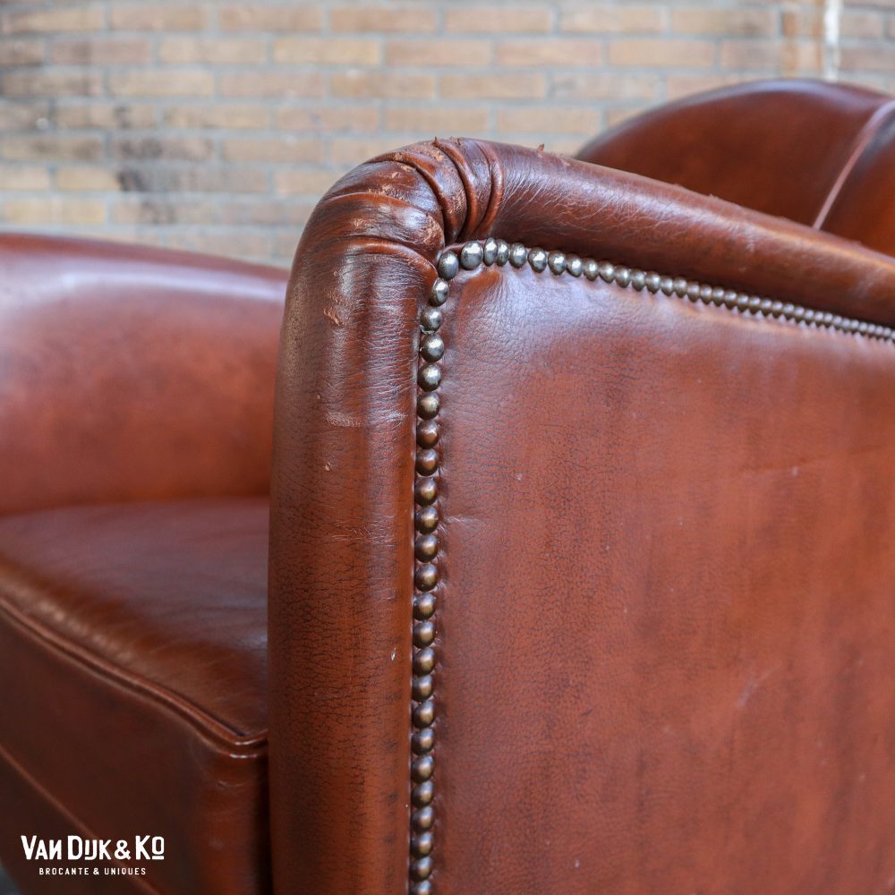 Leren vintage fauteuil - Afbeelding 4