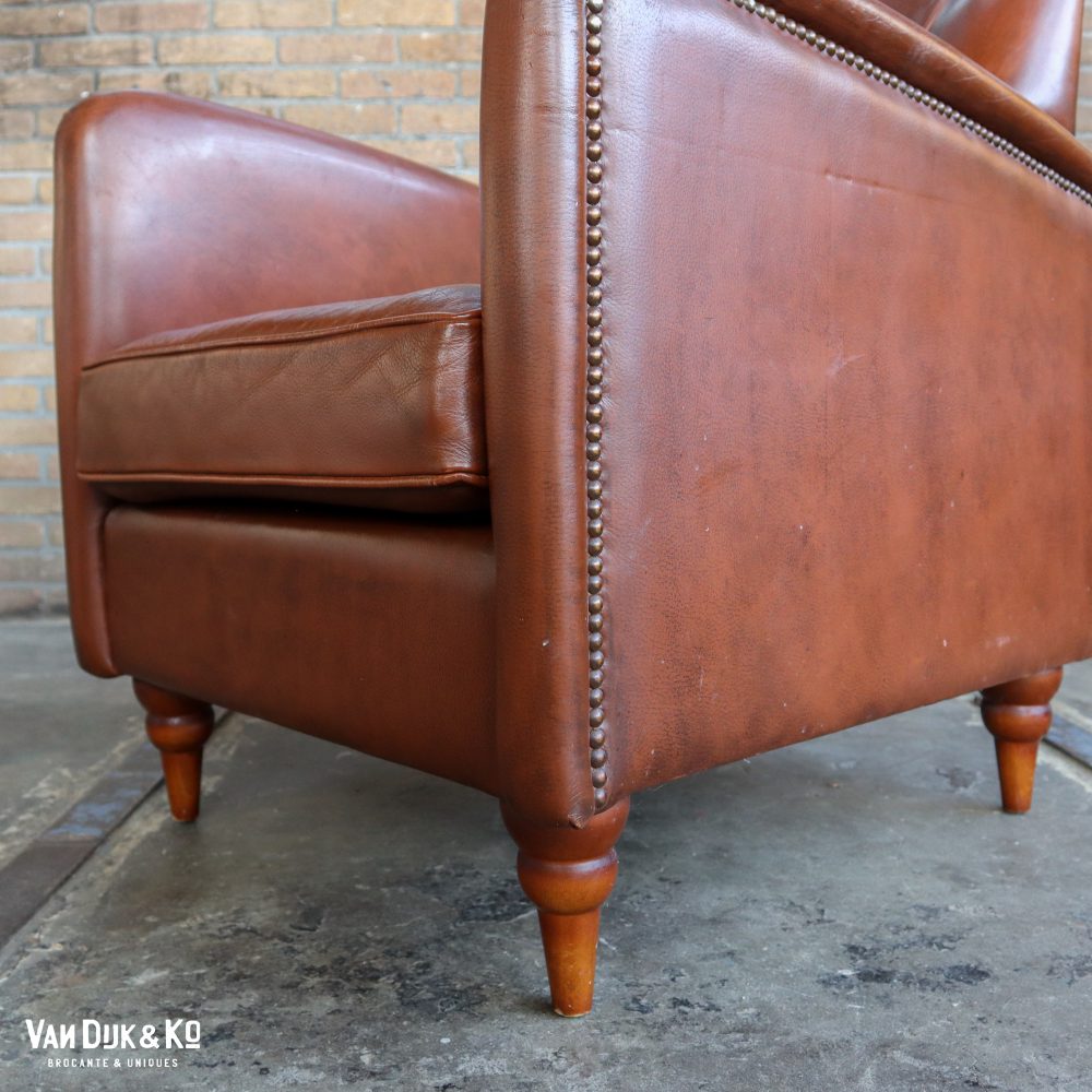 Leren vintage fauteuil - Afbeelding 6