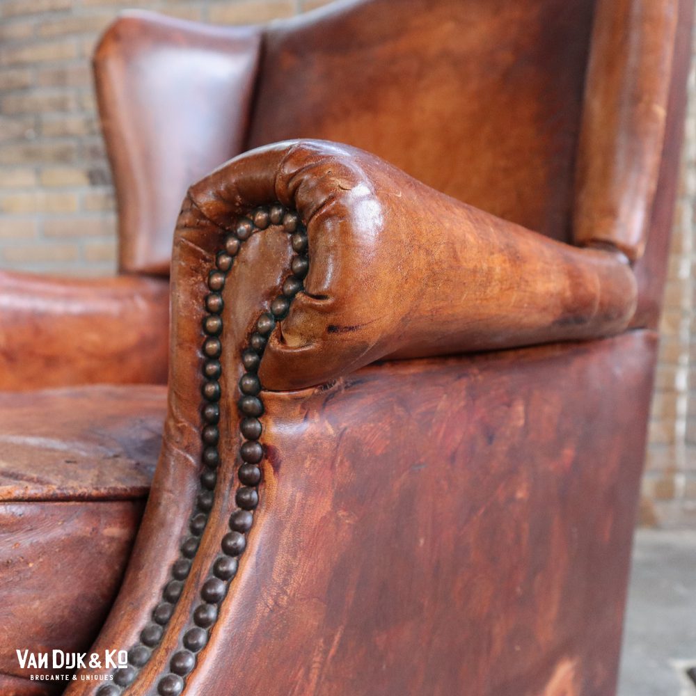 Schaapsleren vintage fauteuil - Afbeelding 10