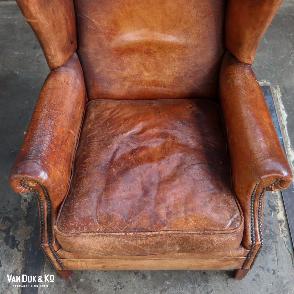 Schaapsleren vintage fauteuil - Afbeelding 2