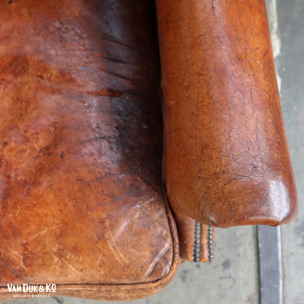 Schaapsleren vintage fauteuil - Afbeelding 7