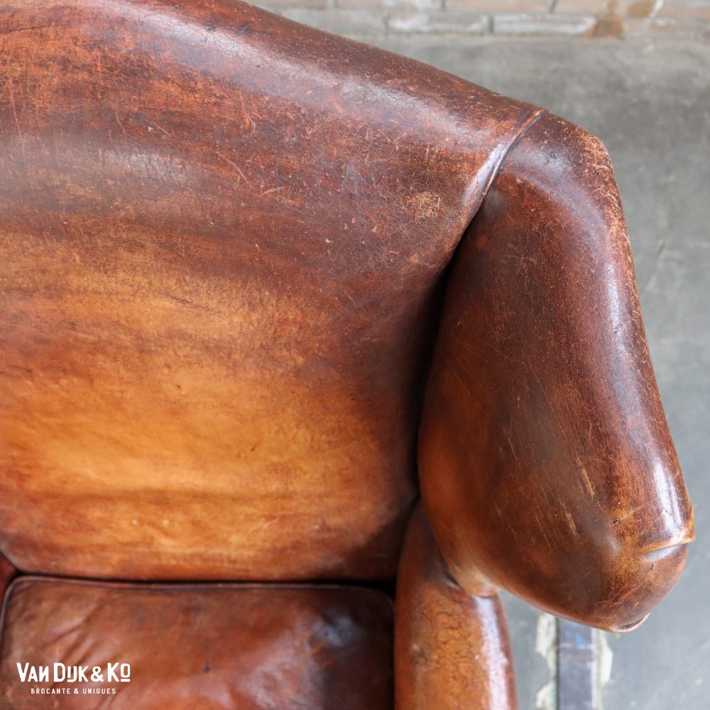 Schaapsleren vintage fauteuil - Afbeelding 9