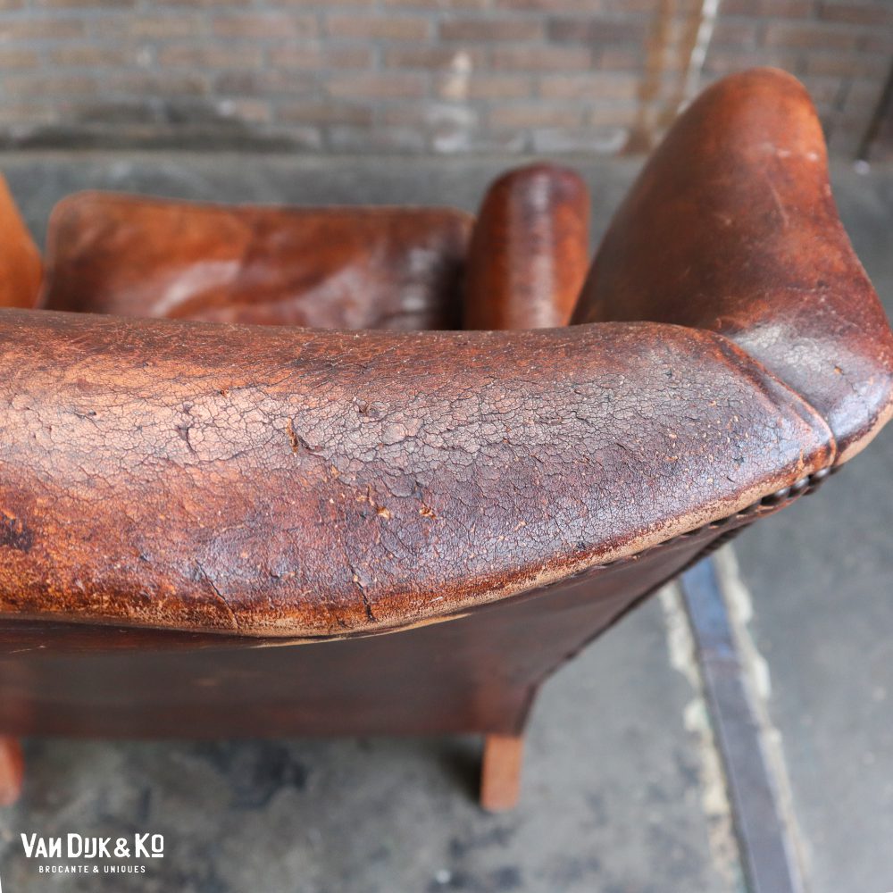 Schaapsleren vintage fauteuil - Afbeelding 15