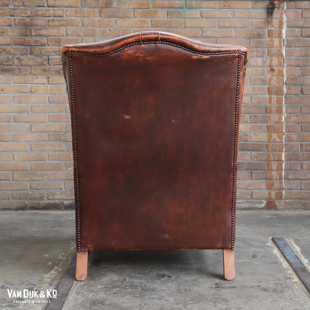 Schaapsleren vintage fauteuil - Afbeelding 13