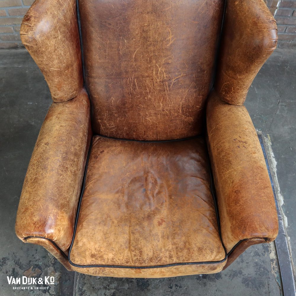 Schaapsleren vintage fauteuil - Afbeelding 4