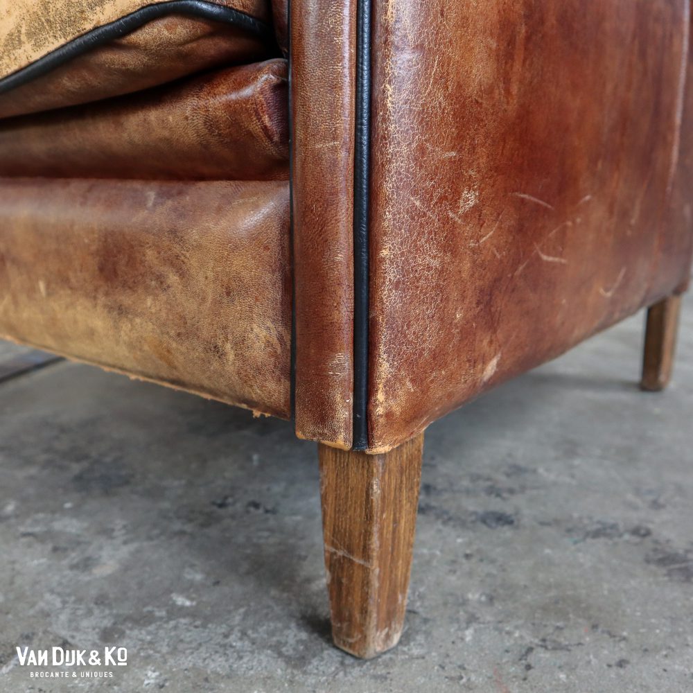 Schaapsleren vintage fauteuil - Afbeelding 11
