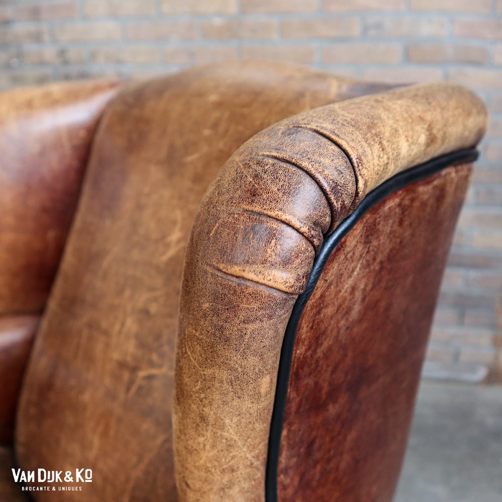 Schaapsleren vintage fauteuil - Afbeelding 9