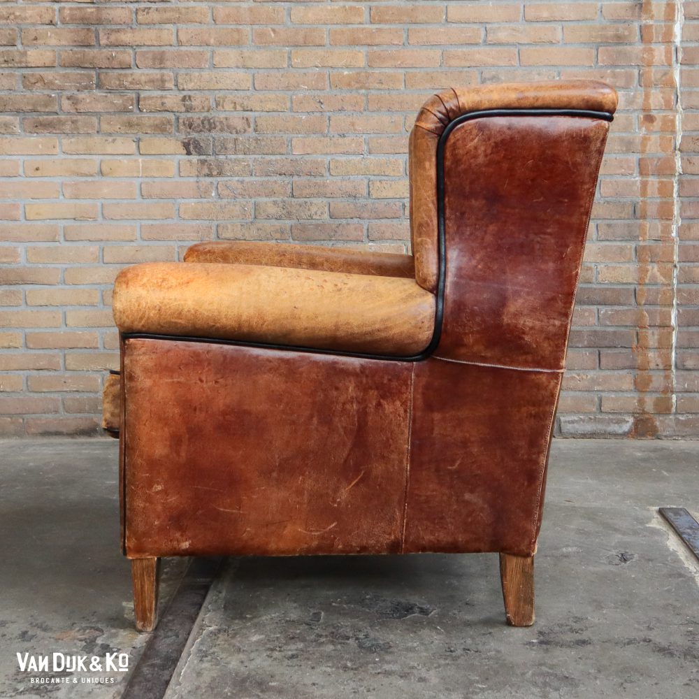 Schaapsleren vintage fauteuil - Afbeelding 2