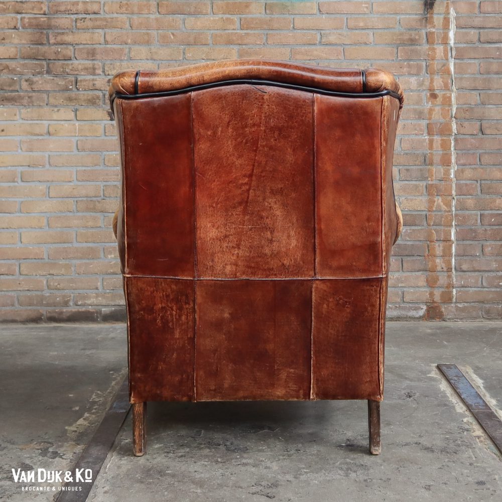 Schaapsleren vintage fauteuil - Afbeelding 3