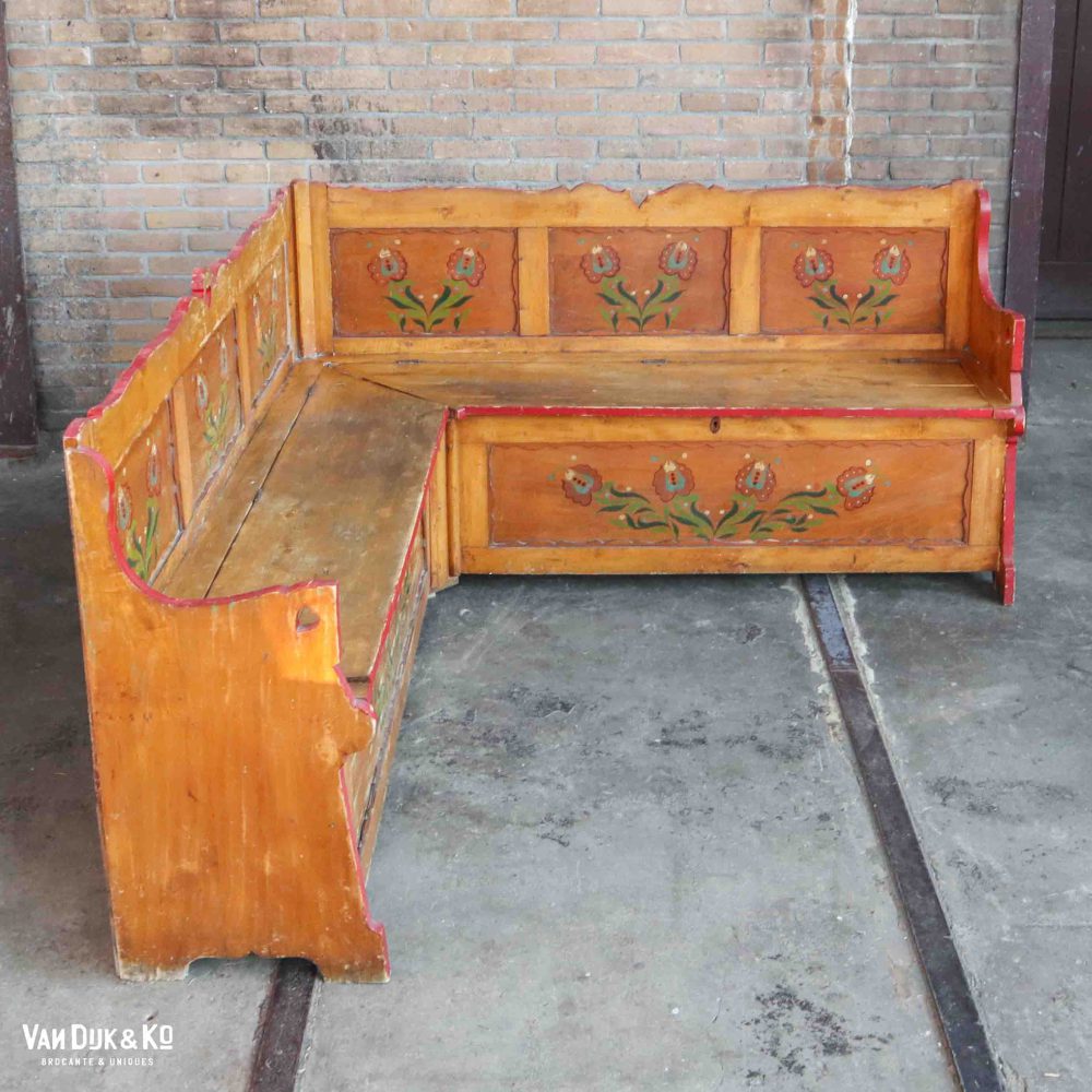 Houten brocante hoekbank - Afbeelding 3