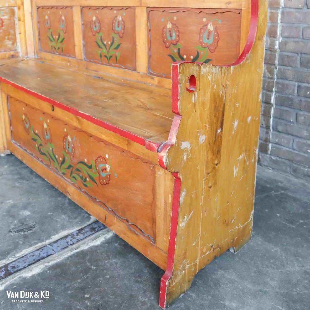 Houten brocante hoekbank - Afbeelding 8