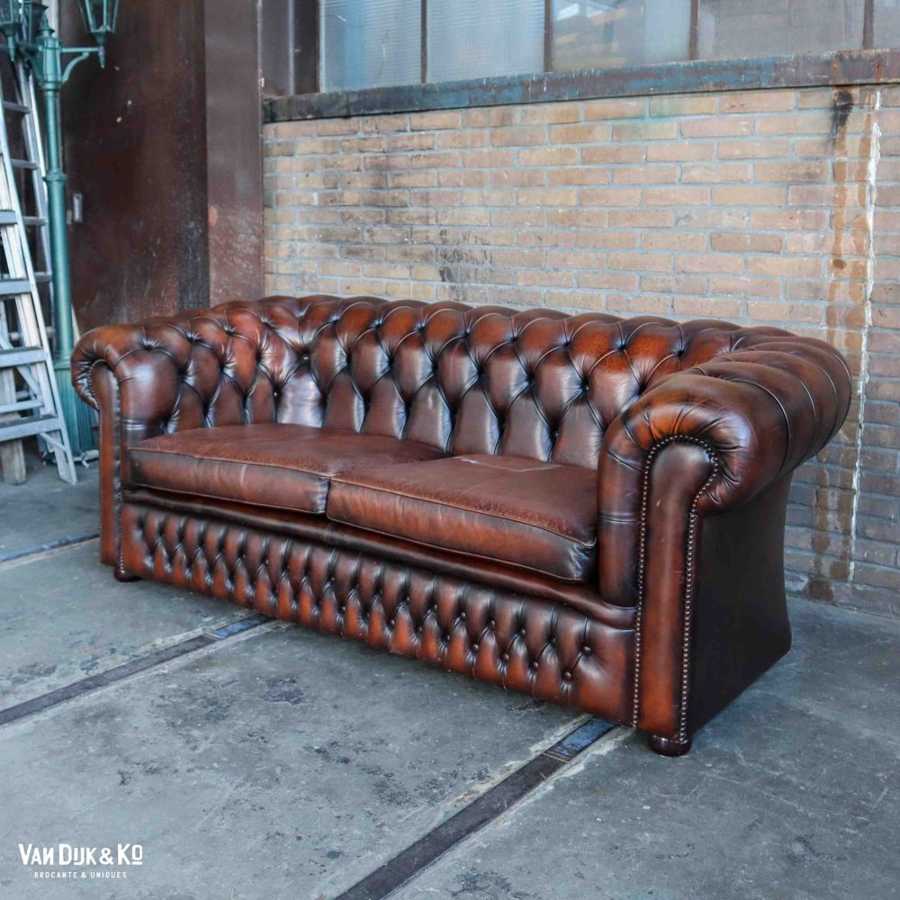 Leren Chesterfield bank - Afbeelding 2