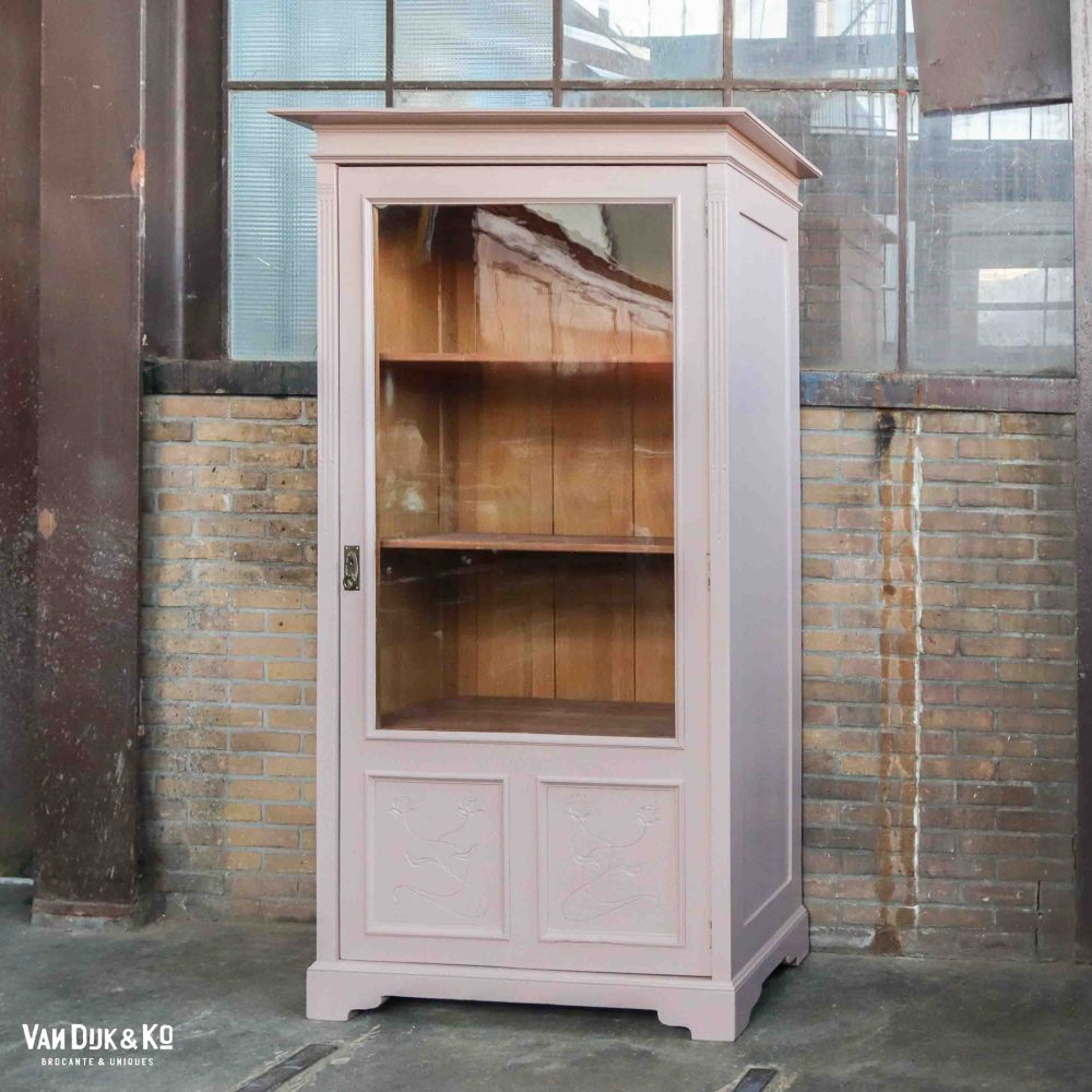 Roze eendeurs vitrinekast - Afbeelding 2