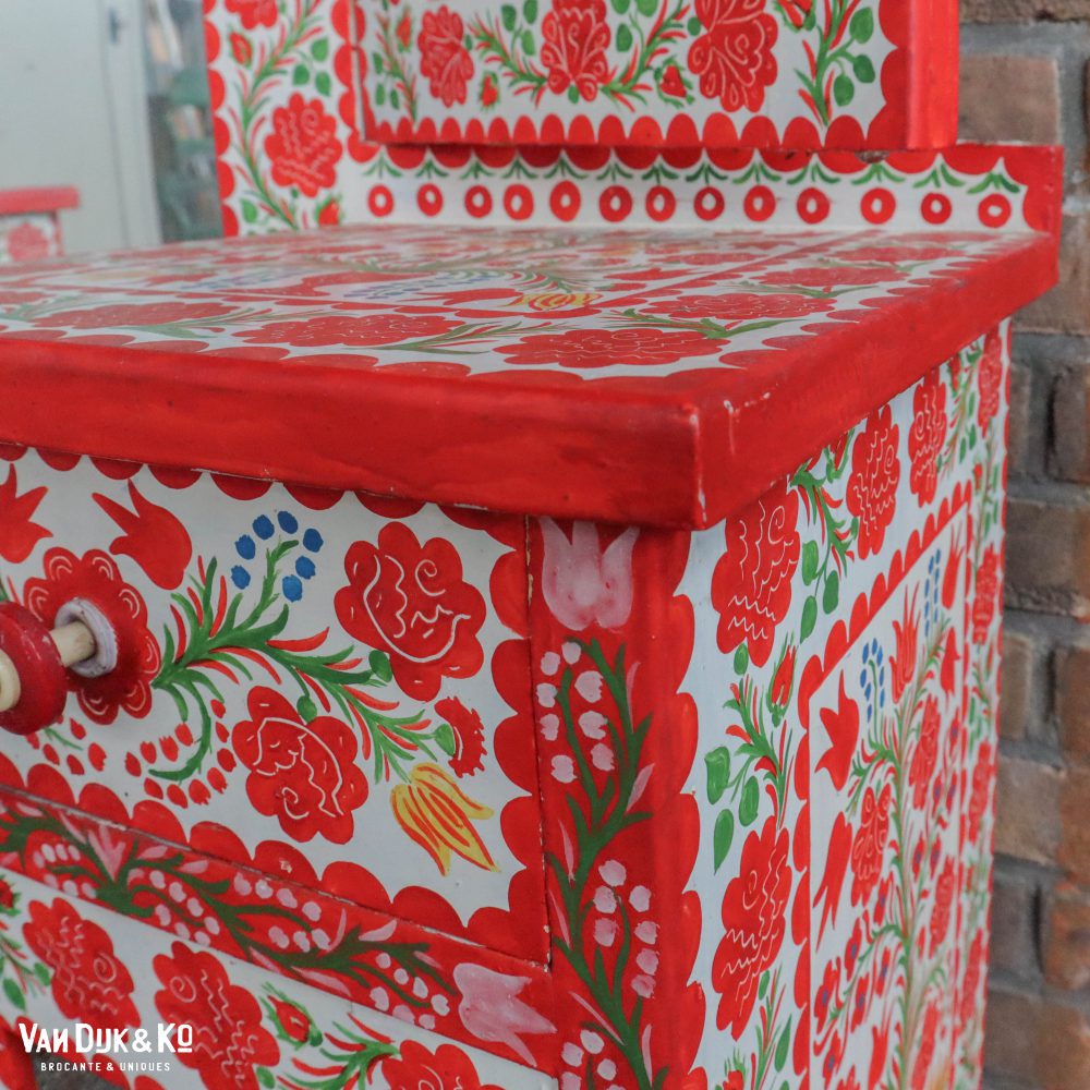 Handbeschilderde brocante kaptafel - Afbeelding 5