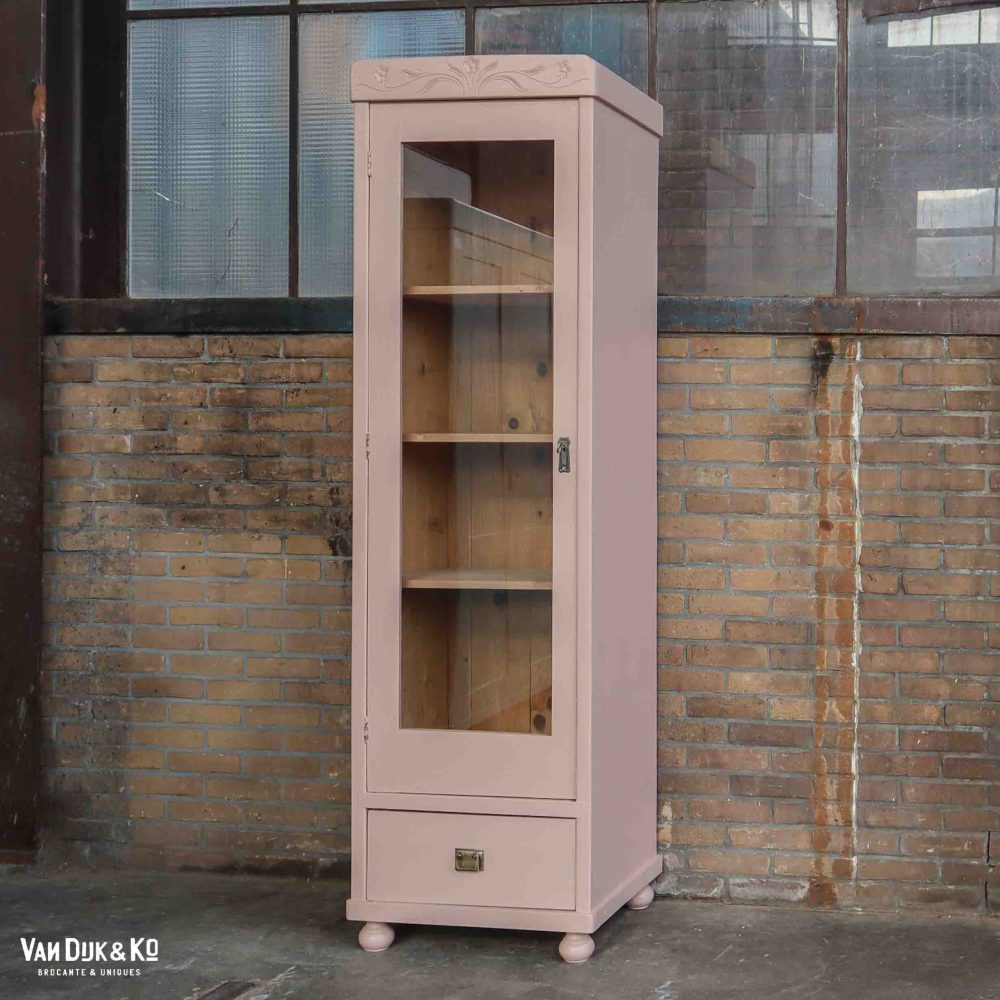 Roze eendeurs vitrinekast - Afbeelding 2