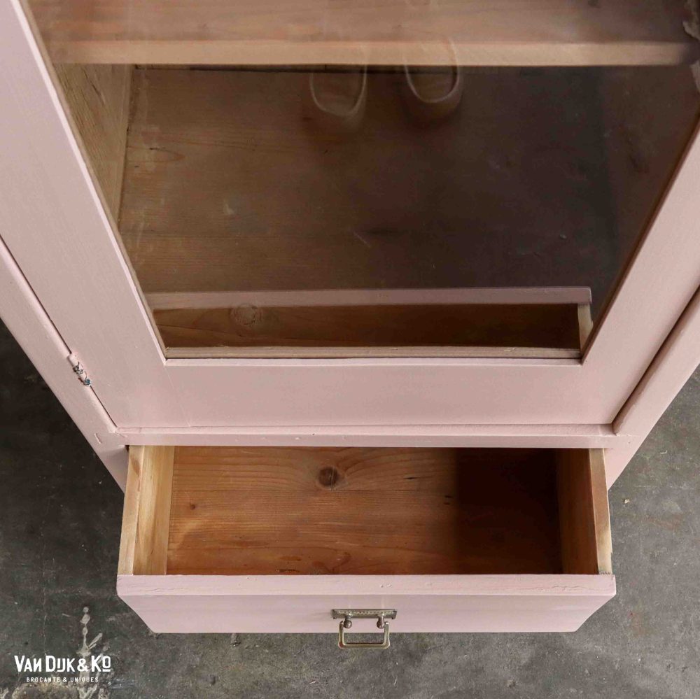 Roze eendeurs vitrinekast - Afbeelding 4