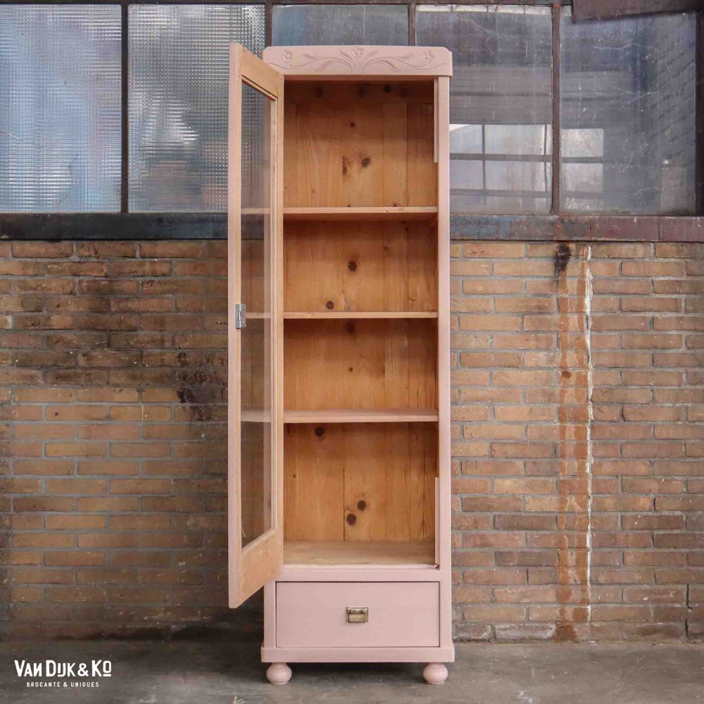 Roze eendeurs vitrinekast - Afbeelding 3
