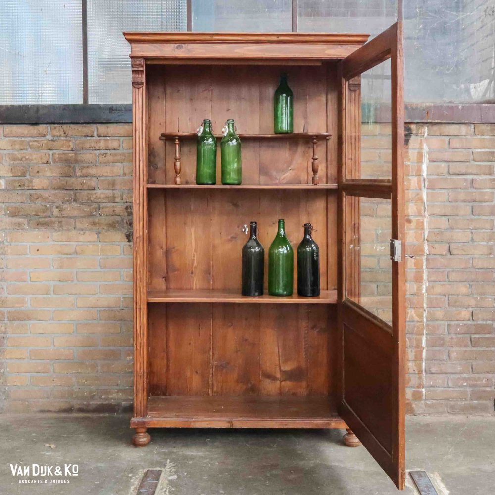 Bruin vitrinekastje - getrokken glas - Afbeelding 3