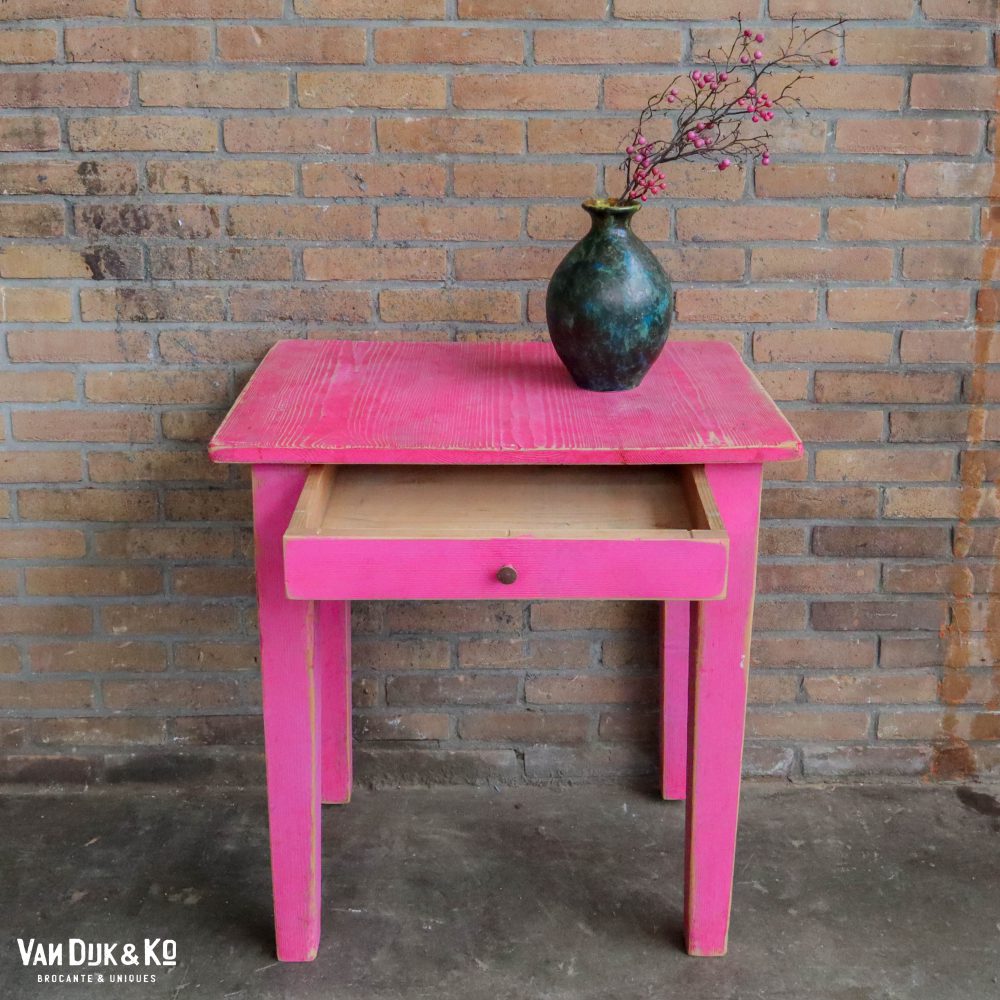 Roze brocante tafeltje - Afbeelding 3